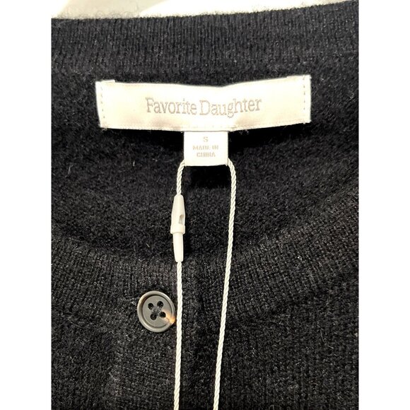 Favorite Daughter Black 100% Cashmere Cardigan Sweater 3/4 Sleeves Small NWT - Picture 2 of 4